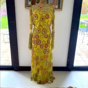 JENNY PACKHAM Elegant Floral Yellow dress with colorful details